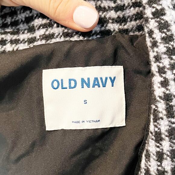 Old Navy Soft Brushed Oversized Single Breasted Plaid Blazer Jacket Gray Small - Picture 3 of 9